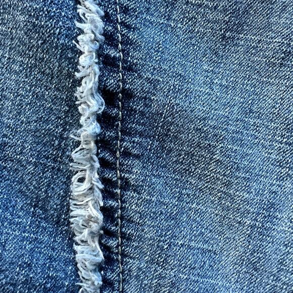 Vintage Denim Maxi Skirt Baccini Womens 12 Distressed Boho Festival 90s Y2K - Picture 5 of 13